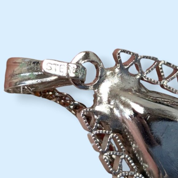 Vintage Sterling Blue Rhinestone Necklace - Picture 6 of 7